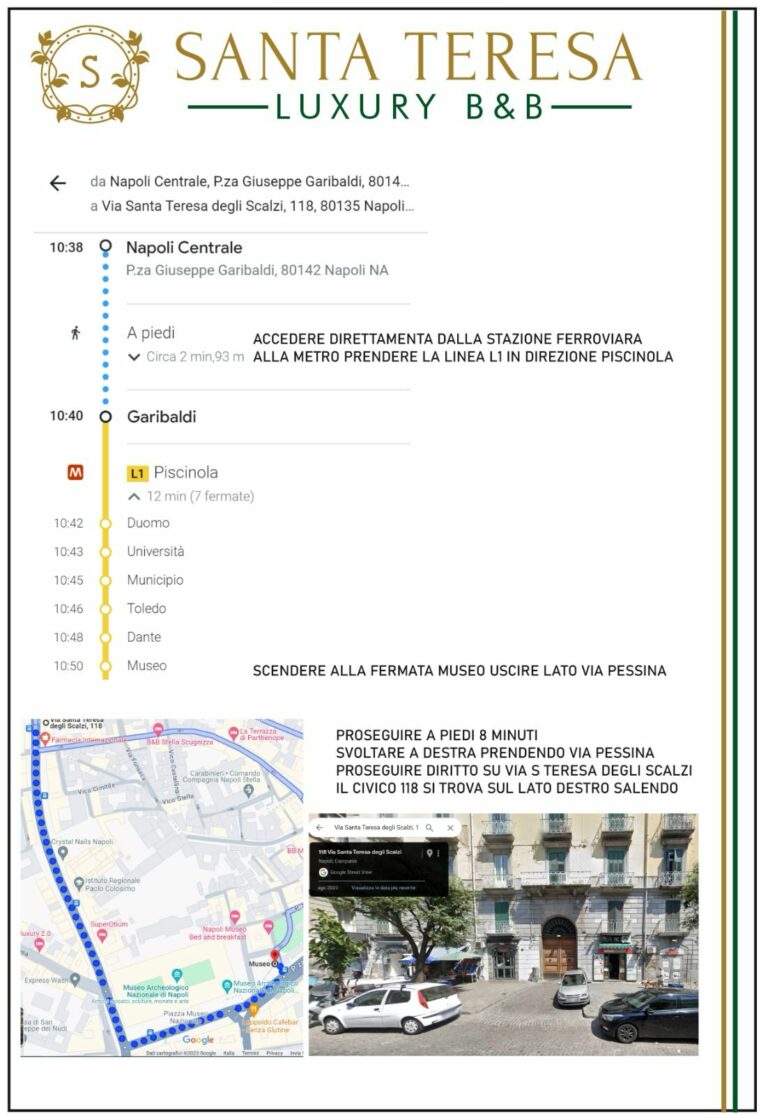 Indicazioni su come raggiungere il Santa Teresa Luxury Rooms a Napoli con i mezzi pubblici
